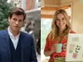 Ashton Kutcher w garniturze i Reese Witherspoon z kubkiem przy laptopie. Gwiazdor znany z wielu filmów, seriali i programów.