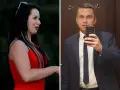 Krzysztof rolnik szuka żony. Obok niego kobieta w czerwonej sukience.