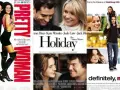Plakaty filmowe: "Pretty Woman", "Holiday" i "Definitely, Maybe" – klasyczne komedie romantyczne.