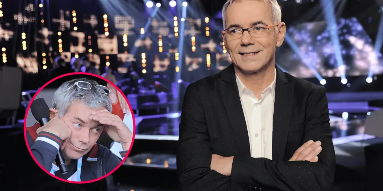 Janowski w "Jaka to melodia?" zamyślony, a obok uśmiechnięty.