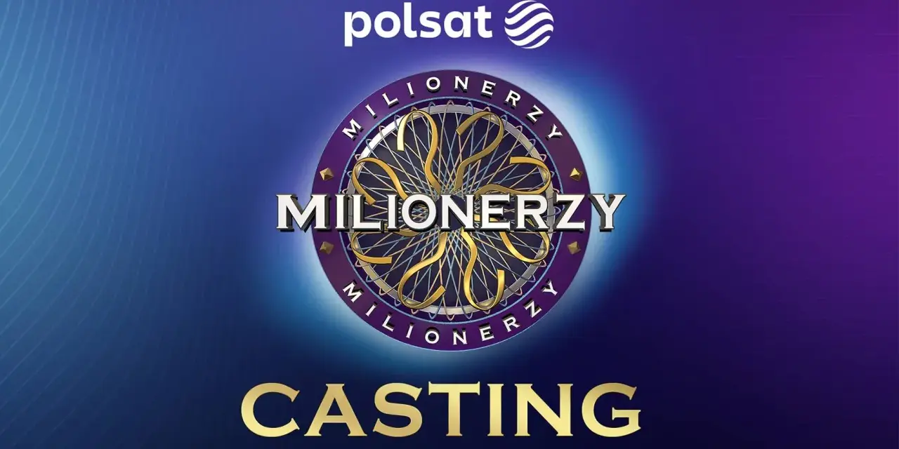 Logo "Milionerzy" z napisem "CASTING" i logo Polsat. Dowiedz się, jak dostać się do programu Milionerzy.