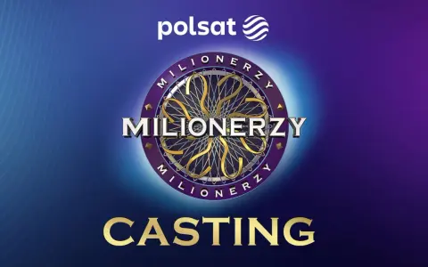 Logo "Milionerzy" z napisem "CASTING" i logo Polsat. Dowiedz się, jak dostać się do programu Milionerzy.
