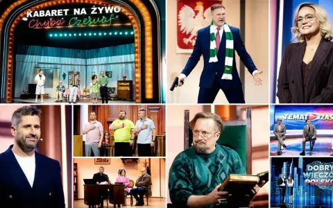 Komiczna ramówka: kabaret, polityczne skecze i rozmowy.
