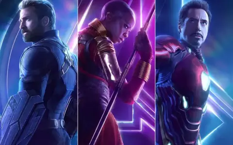 Kapitan Ameryka, Okoye i Iron Man - kluczowi bohaterowie w filmie "Avengers: Wojna bez granic obsada".