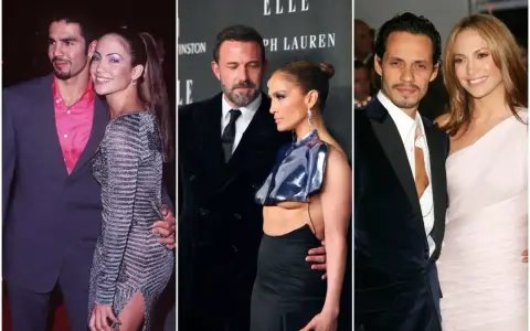Jennifer Lopez z mężami: Ojani Noa, Ben Affleck i Marc Anthony.