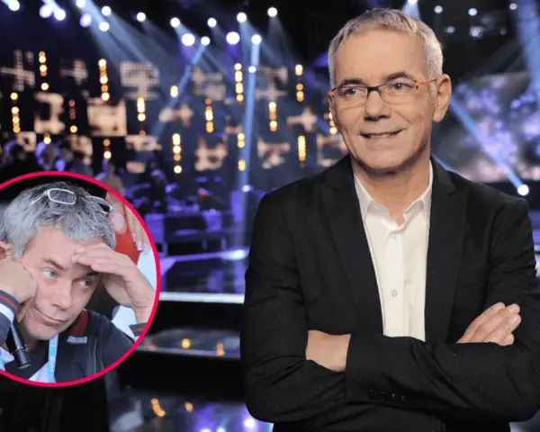 Janowski w "Jaka to melodia?" zamyślony, a obok uśmiechnięty.