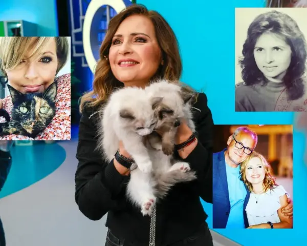 Agnieszka Gozdyra z mężem i dziećmi, jej wiek nieznany. Na zdjęciu koty i wspomnienia.